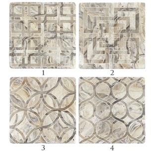 Oscar Stone Decor Baskılı Doğaltaş Bardak Altlığı 4'lü Set Desen Tile