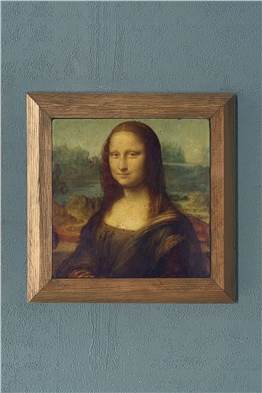 Oscar Stone Decor Masif Çerçeveli Doğaltaş Tablo Pano 28x28 cm Mona Lisa Leonardo Da Vinci